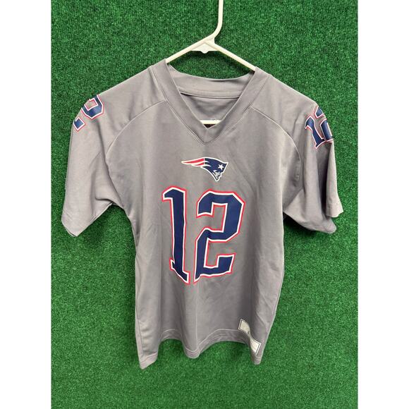 Youth New England Patriots Tom Brady Gray Jersey Sz Large Unisex - Picture 1 of 5